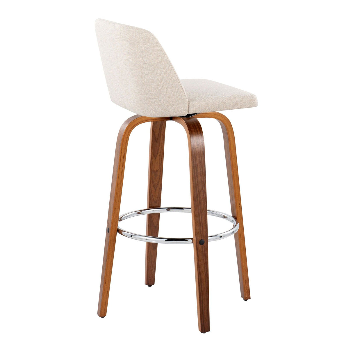 Toriano - 30" Fixed-Height Barstool (Set of 2) - Walnut & Chrome Base