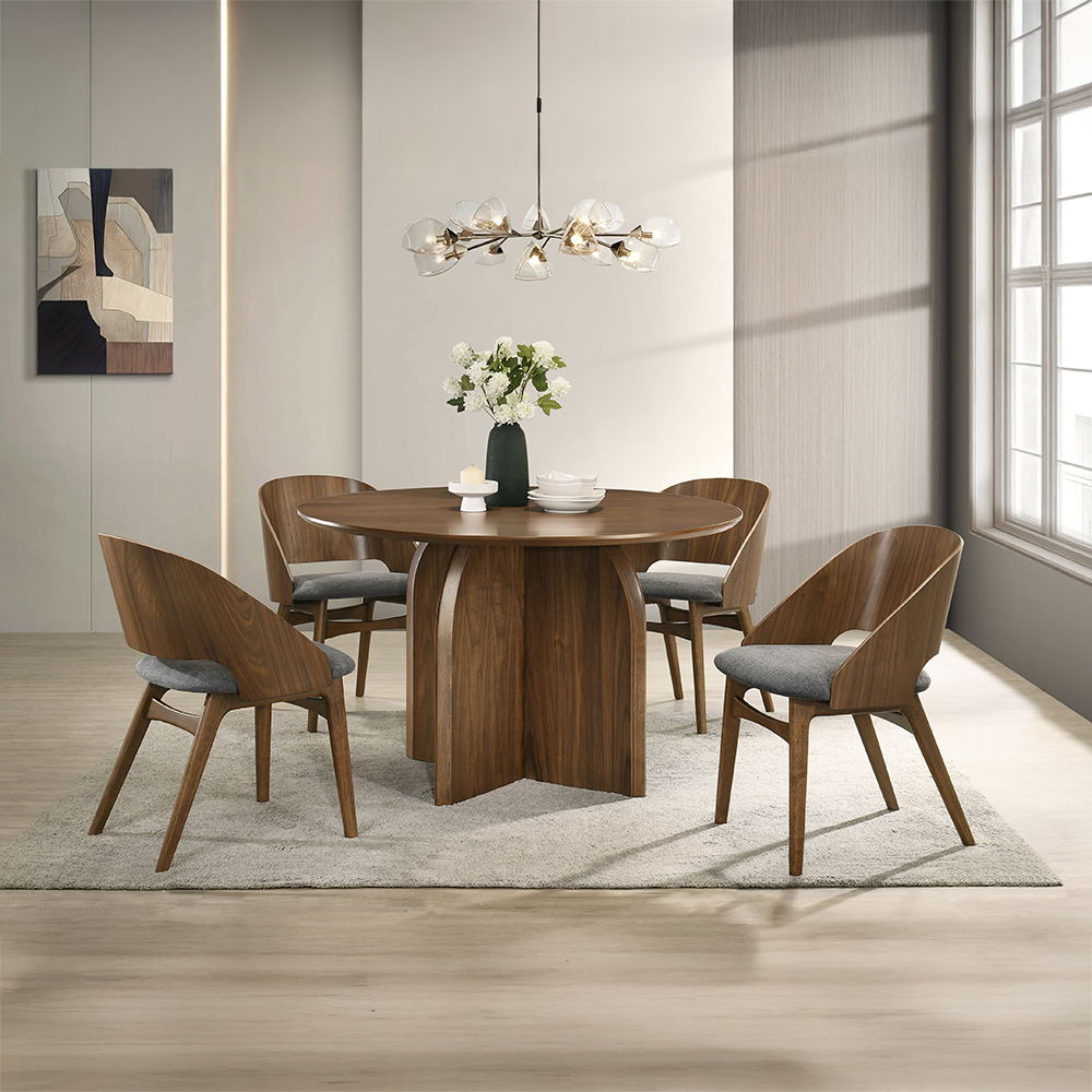 Delmon - Round Dining Table - Dark Walnut