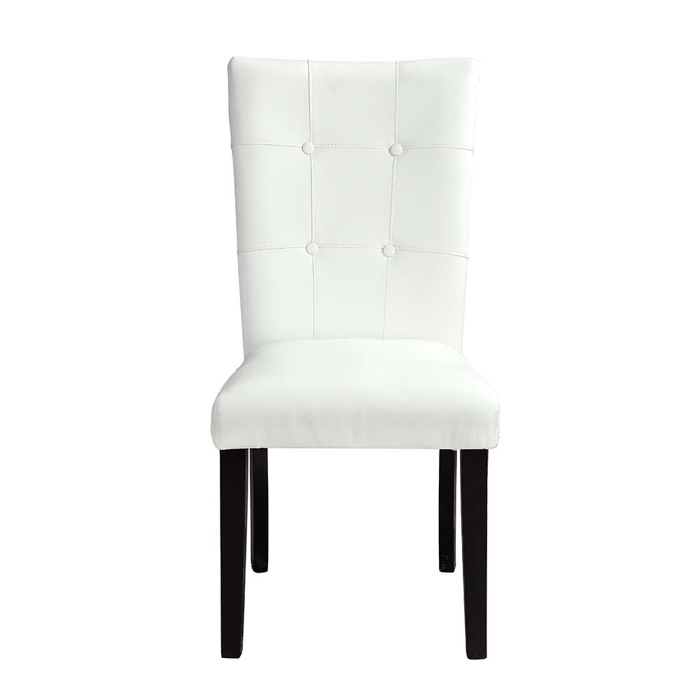 Hussein - Side Chair Set of 2) - White Synthetic Leather & Black