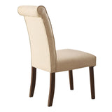 Gasha - Side Chair Set of 2) - Beige Linen & Walnut
