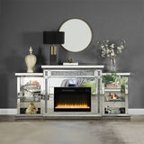 Noralie - Fireplace With LED & Bluetooth - Mirrored & Faux Diamonds