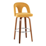Ava - Upholstered Fixed-Height Barstool (Set of 2) - Walnut Wood Base