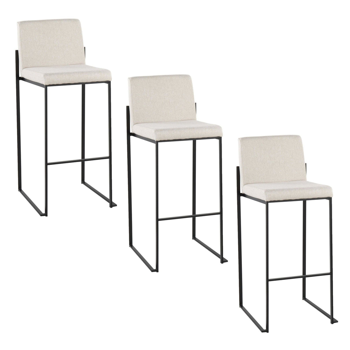 Fuji - High Back Barstool - Black Steel Legs