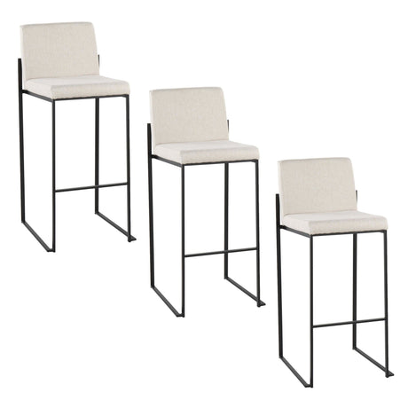 Fuji - High Back Barstool - Black Steel Legs