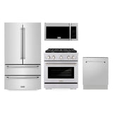 Kitchen Package with Refrigerator, 30 in. Stainless Steel Gas Range, 30 in. Traditional Over The Range Microwave and 24 in. Tall Tub Dishwasher - (4KPRSGROTRH30DWV) -