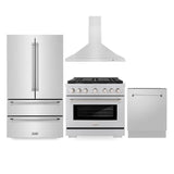 Kitchen Package with Refrigerator, 36 in. Stainless Steel Gas Range, 36 in. Convertible Vent Range Hood and 24 in. Tall Tub Dishwasher - (4KPRSGRRH36DWV) -