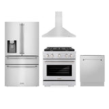 Kitchen Package with Water and Ice Dispenser Refrigerator, 30 in. Gas Range, 30 in. Range Hood, and 24 in. Tall Tub Dishwasher - (4KPRWSGRRH30DWV) -