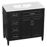 Bathroom Vanity With Sink, 4 Drawers, 2 Doors