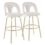 Ava - Upholstered Fixed-Height Barstool (Set of 2) - Gold Base
