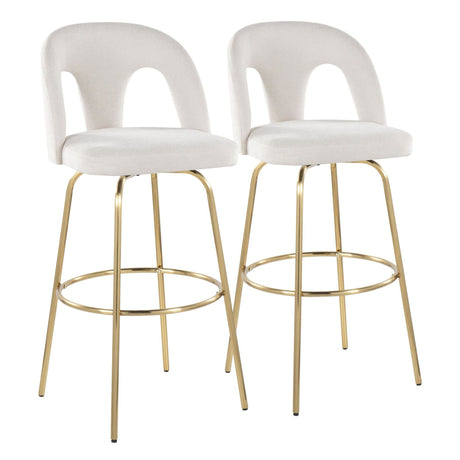 Ava - Upholstered Fixed-Height Barstool (Set of 2) - Gold Base