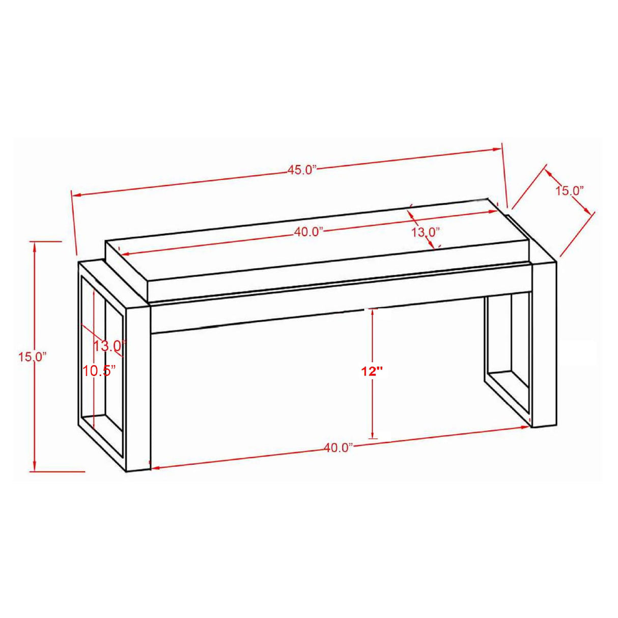Sled - Leg Accent Bench With Abstract Upholstery - White