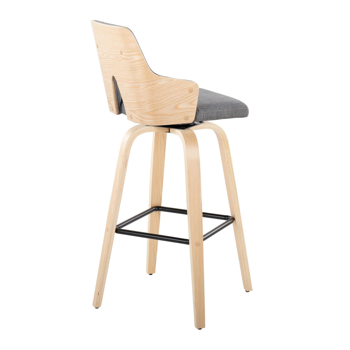 Stella - Contemporary Fixed-Height Swivel Barstool (Set of 2) - Natural Wood
