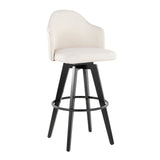 Ahoy - Upholstered Fixed-Height Barstool (Set of 2) - Black Base, Black Footrest
