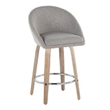 Matisse - 26" Highback Fixed-Height Counter Stool With Swivel And Round Chrome Metal Footrest (Set of 2) - Light Gray Wood