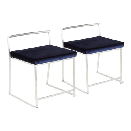 Fuji - Contemporary Stackable Dining Chair (Set of 2) - Silver Frame
