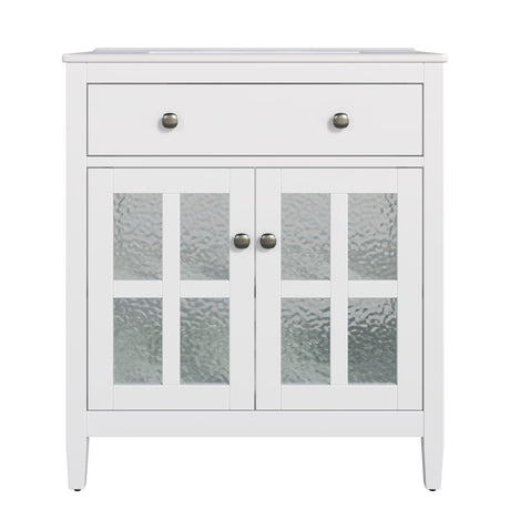 Bathroom Vanity With Ceramic Sink, Adjustable Shelf & Tip Out Tray