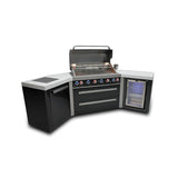 Mont Alpi Black Series 10 Ft U-Shaped Propane Outdoor Kitchen Island w/ Side Burner & Fridge - MAi805-BSS45FC