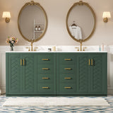 Modern Bathroom Vanity With Ceramic Sink, 6 Drawers & Soft-Close Doors