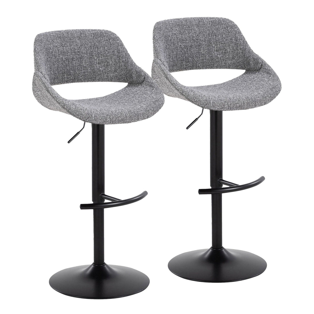 Fabrizzi - Adjustable Barstool With Rounded T Footrest (Set of 2) - Black Metal