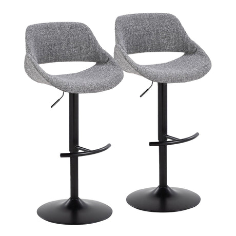 Fabrizzi - Adjustable Barstool With Rounded T Footrest (Set of 2) - Black Metal