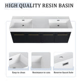 Modern Wall Mounted Bathroom Vanity With Resin Sink And Storage Rack