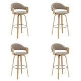 Daxton - Swivel Bar Height Round Back Wood Bar Stool With Faux Leather Seat