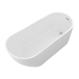 Contemporary Glossy Freestanding Bathtub With Chrome Overflow And Drain
