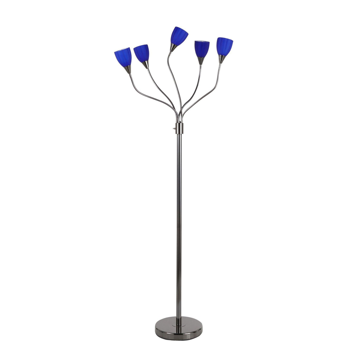 Medusa - Contemporary Floor Lamp - Black Chrome Base And Blue Glass Sconces
