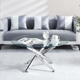 Modern Round Tempered Glass Table With Chrome Legs