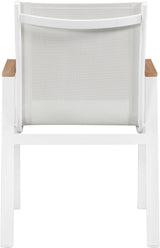 Nizuc - Outdoor Patio Dining Arm Chair With White Frame And Natural Arms (Set of 2)