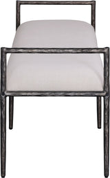 Axis - Linen Textured  Beige Fabric Upholstered Bench