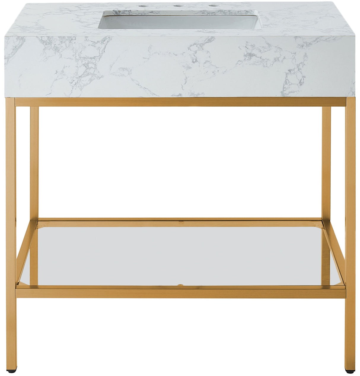 Marmo - Engineered Marble Bathroom Vanity With Gold Base