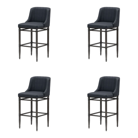Marvin - Steel Frame Faux Leather Upholstered Bar Height Barstool