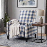 Buffalo Plaid Push Back Recliner Chair For Living Room - Blue / White