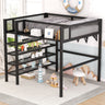 Loft Bed With 4 Tier Shelves And Storage
