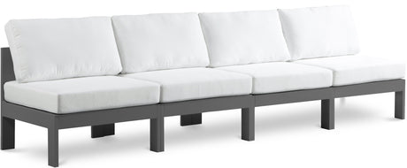 Nizuc - Outdoor Patio 4 Seat Armless Modular Sofa With Gray Frame