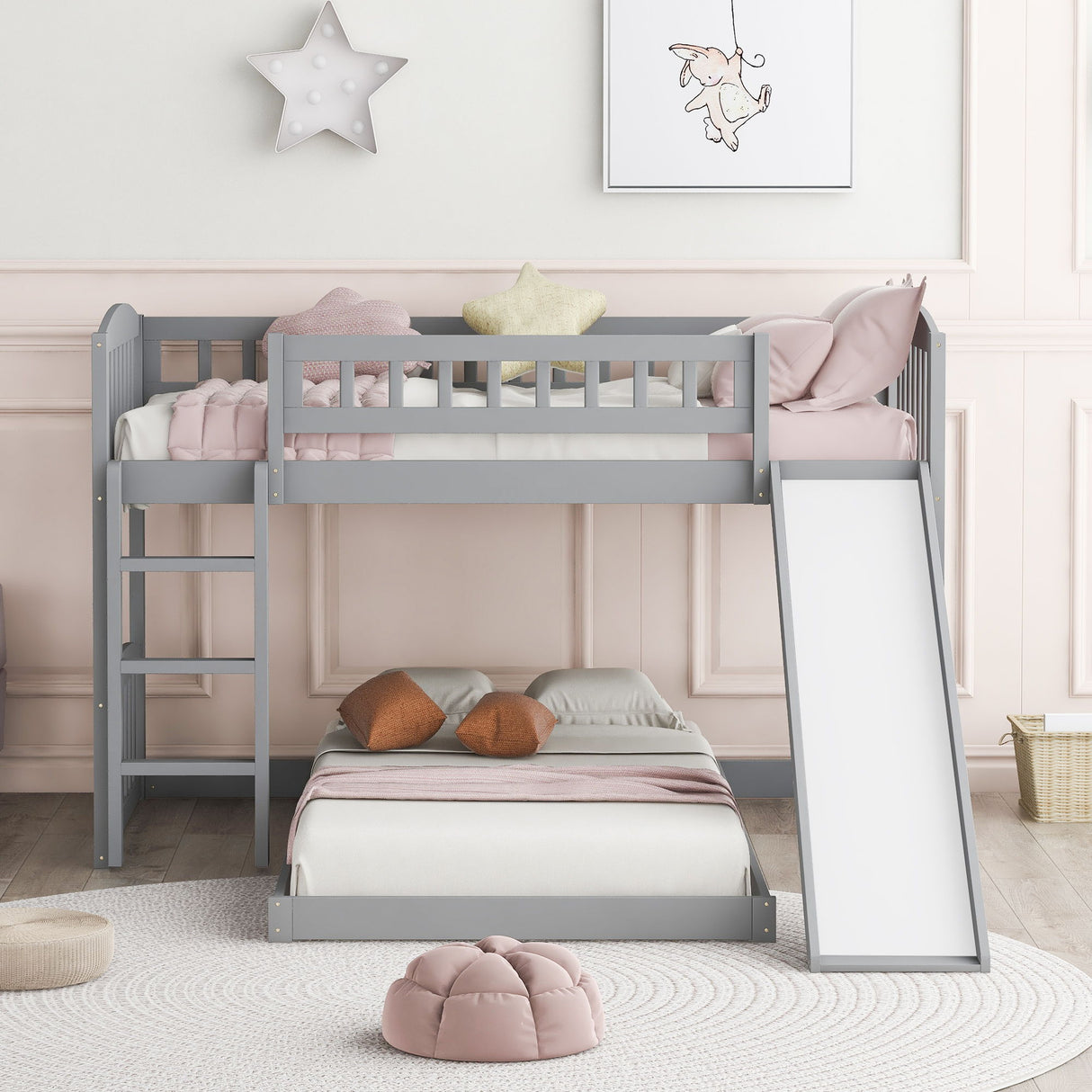 Functional Bunk Bed With Convertible Ladder And Slide