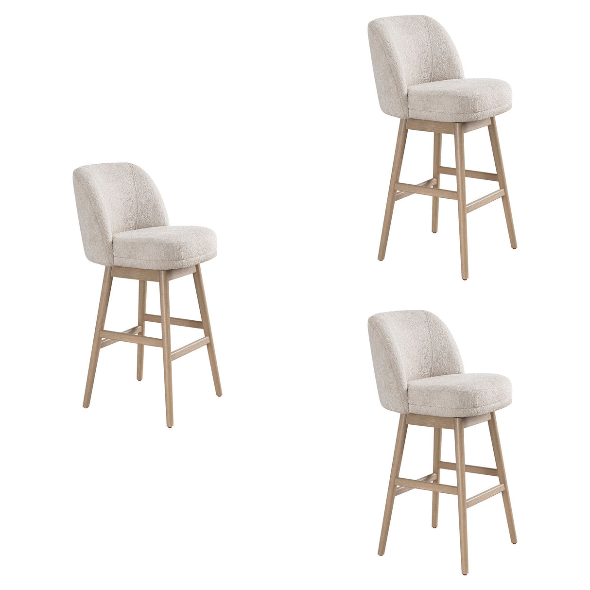 Sadie - Solid Wood Upholstered 30" Bar Height Swivel Barstool