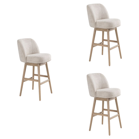 Sadie - Solid Wood Upholstered 30" Bar Height Swivel Barstool