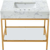 Marmo - Engineered Marble Bathroom Vanity With Gold Base