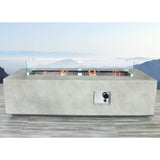 Rectangular Propane Fire Pit Table With Fiber Reinforcement And Adjustable Flame Control - Gray