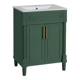 Bathroom Vanity With Integrated Sink, 2 Door Cabinet, Single Sink For Small To Medium Bathrooms