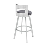 Lynof - Swivel Bar Stool - Brushed Stainless Steel Finish