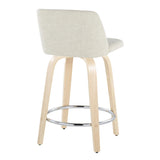 Tintori - Fixed-Height Swivel Counter Stool With Natural Wood Frame (Set of 2)