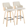 Stella - Contemporary Fixed-Height Swivel Barstool (Set of 2) - Natural Wood
