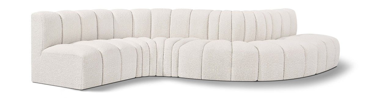 Arc - Boucle Fabric 6 Piece Curved Modular Sofa