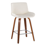 Santi - 25" Fixed-Height Counter Stool With Swivel - Walnut Wood (Set of 2)