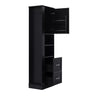 Freestanding Bathroom Storage Cabinet With Adjustable Shelves And Side Hooks Board, Rectangle Design