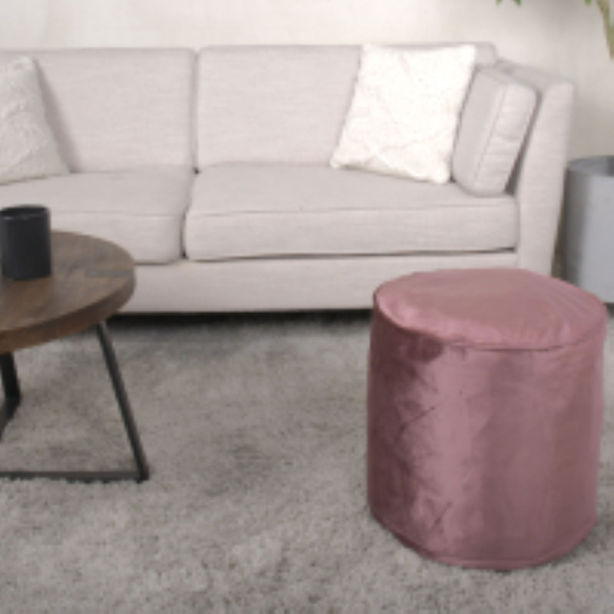 Shimon - Cylinder Pouf Ottoman Floor Cushion