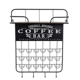 Floating Coffee Bar Shelf With Coffee Pod Holder, Hooks And Storage Shelf - Black
